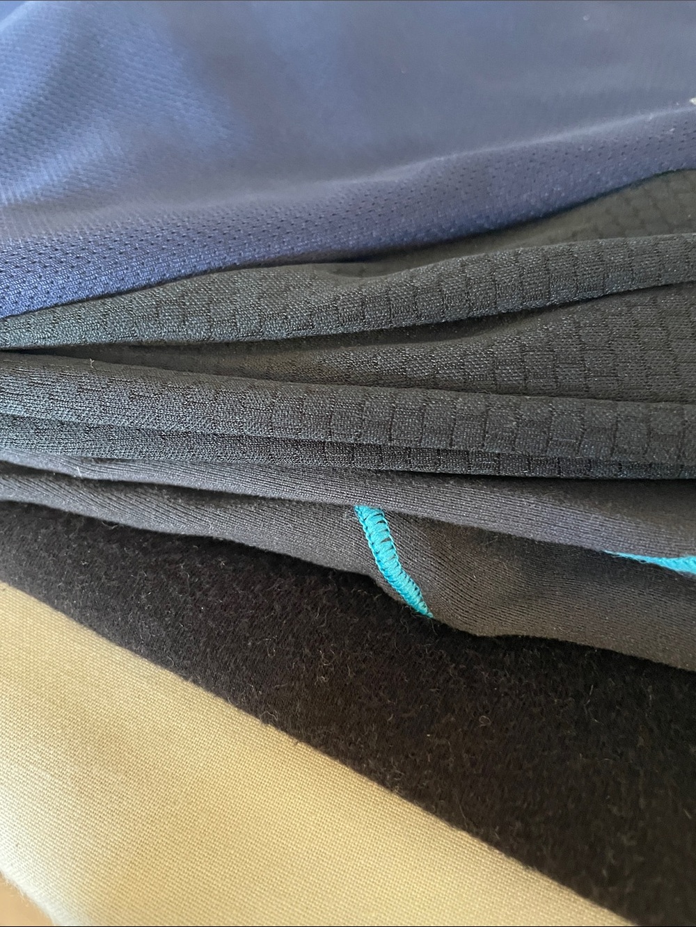 Stack of 4 Activewear Pieces Black, Navy, and Grey